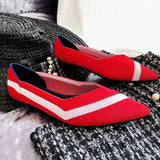 Pointed Toe flats Ladies flat Shoes Comfortable Ballet Knit De Mujer Loafers Autumn Gestante Boat Shoes Soft Bottom Women's Shoe - ENSEIGNE DENIS