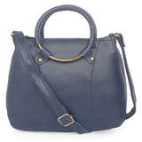 Elite Blue Artificial Leather Solid Handheld Bag For Women