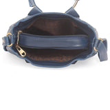 Elite Blue Artificial Leather Solid Handheld Bag For Women