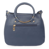 Elite Blue Artificial Leather Solid Handheld Bag For Women