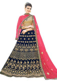 Women's Gold Semi Stitched Embroidered Gota Lehenga Choli