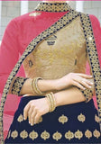 Women's Gold Semi Stitched Embroidered Gota Lehenga Choli