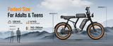 Peak 1500W Electric Mountain Bike with 48V 15.6Ah Removable Battery, 28MPH 100 Mile Range, 20" X 4" fat Tire E-bike