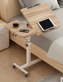Adjustable Laptop Desk with Wheels, Rotating Standing Computer Table for Sofa Bedside, Lifting Notebook Stand Desk, Side Table