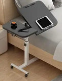 Adjustable Laptop Desk with Wheels, Rotating Standing Computer Table for Sofa Bedside, Lifting Notebook Stand Desk, Side Table