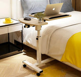 Adjustable Laptop Desk with Wheels, Rotating Standing Computer Table for Sofa Bedside, Lifting Notebook Stand Desk, Side Table
