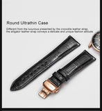 New Reef Tiger/RT Luxury Rose Gold Watch Men's Automatic Mechanical Watches Tourbillon Watches with Brown Leather Strap RGA8239