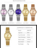 WWOOR Luxury Brand Dress Gold Watch Ladies Elegant Diamond Small Quartz Wrist Watches For Women Steel Mesh Clock zegarek damski