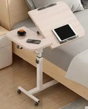 Adjustable Laptop Desk with Wheels, Rotating Standing Computer Table for Sofa Bedside, Lifting Notebook Stand Desk, Side Table