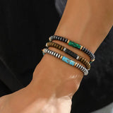 Simple Personality Black Marble Turquoise Handcrafted Beaded Pull-out Adjustable Bracelet for Men Women Trendy Punk Jewelry Gift
