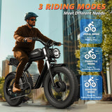 Kickwey K7 Pro Adults Electric Bike For Men 1500W Dual Motor Bicycle 48V 23AH Battery 20" Ebike Electric Mountain Moped Ebikes