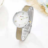 CURREN 9020 Small Dial Quartz Watch for Ladies, Waterproof Elegant Mesh Strap Fashion Wristwatch