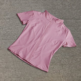 Women sport wear Slim Fit Polyester Quick-drying Full Zip Outdoor Fitness Running Tights Short Sleeves Women's Yoga Wear