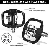 BUCKLOS Pedals MTB Bike Flat Pedal Platform Bearing Dual Function Fit SPD System Aluminum Alloy Mountain Bike Pedal Bicycle Part