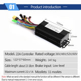 500W Three Mode Brushless Controller 22A 36V/48V/52V/60V Sine Wave Controller with S966/S830 Display for E-bike Conversion Kit