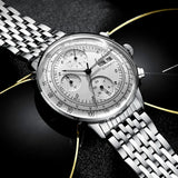 Montre d’affaires automatique pour hommes Mouvement mécanique Chronographe multifonction en acier inoxydable étanche Kevin Watch