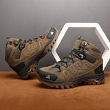 HIKEUP High-Top Men Hiking Boot Winter Outdoor Shoes Lace-Up Non-slip Sports Casual Trekking Boots Man Suede Warm Shoes