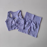 2 PCS Women's Seamless Yoga Set Sexy Sport Bra High Waist Sports Shorts Gym Fitness Sleeveless Workout Suit Sporstwear