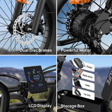 Peak 1500W Electric Mountain Bike with 48V 15.6Ah Removable Battery, 28MPH 100 Mile Range, 20" X 4" fat Tire E-bike