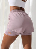 Sports shorts, women's summer hot pants, night running anti glare yoga pants, casual quick drying running breathable fake two-pi