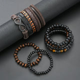 12 Pcs/Set Vintage Braided Leather Bracelets For Men Fashion Handmade Black Brown Beaded Bracelets Male Charm Jewelry Gifts 2025