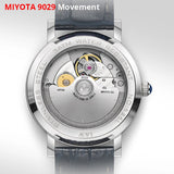 MIYOTA 9029 Men Mechanical Wristwatches Luxury Brand I&W Ultrathin Tourbillon Automatic Watch Men Sapphire Leather Montre Homme