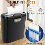 Small Size A4 Shredder 6-Sheet Strip-Cut Paper Shredder Electric Automatic for Office Household Paper Cutter with 10L Dustbin