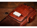 Men's Handmade Leather Chest Bag, Casual Crossbody Bag, Top-Grain Vegetable-Tanned Cowhide Single-Shoulder Bag