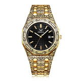 *New style* Sculpture Quartz watch Men golden stainless steel Engrave Wristwatch relogio masculino montre homme for dropshipping