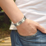 Magnetic Bracelets For Men 18k Gold Plating Double Strength Magnets And 4in1 Elements Men Bracelets 8.5inches Adjustable