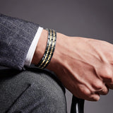Magnetic Bracelets For Men 18k Gold Plating Double Strength Magnets And 4in1 Elements Men Bracelets 8.5inches Adjustable