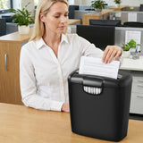 Small Size A4 Shredder 6-Sheet Strip-Cut Paper Shredder Electric Automatic for Office Household Paper Cutter with 10L Dustbin