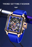 LIGE Fashion Luxury Man Watch Square Silicone Strap Calendar Week Display Casual Sports Quartz Watches for Men Male Montre Homme