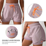 Sports shorts, women's summer hot pants, night running anti glare yoga pants, casual quick drying running breathable fake two-pi