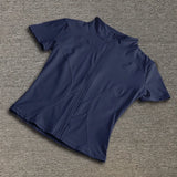 Women sport wear Slim Fit Polyester Quick-drying Full Zip Outdoor Fitness Running Tights Short Sleeves Women's Yoga Wear