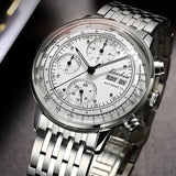 Montre d’affaires automatique pour hommes Mouvement mécanique Chronographe multifonction en acier inoxydable étanche Kevin Watch