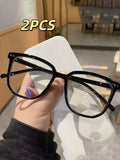 3 pairs of universal fashion glasses, square-framed glasses, fashionable campus style, clear black frame, back to school