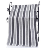 Soft Striped Bath Towel Set - Quick-Drying Absorbent Microfiber Face & Hand Towels for Bathroom, Home Spa - 70x140cm & 35x75cm