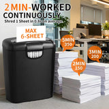 Small Size A4 Shredder 6-Sheet Strip-Cut Paper Shredder Electric Automatic for Office Household Paper Cutter with 10L Dustbin