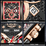 LIGE Fashion Luxury Man Watch Square Silicone Strap Calendar Week Display Casual Sports Quartz Watches for Men Male Montre Homme