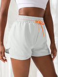 Sports shorts, women's summer hot pants, night running anti glare yoga pants, casual quick drying running breathable fake two-pi