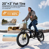 QRONGE Waterfall Folding Electric Bike 1000W Peak 48V 13.5AH Removable Battery Electric Bicycle 20" Fat Tire 28 MPH max E-Bike