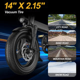 Electric Bike 750W Peak Motor 48V15AH Removable Lithium Battery Aldult Foldable E Bike LCD Display 14-inch Tire Electric Bicycle