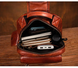 Men's Handmade Leather Chest Bag, Casual Crossbody Bag, Top-Grain Vegetable-Tanned Cowhide Single-Shoulder Bag