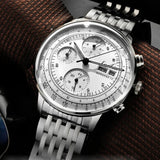 Montre d’affaires automatique pour hommes Mouvement mécanique Chronographe multifonction en acier inoxydable étanche Kevin Watch