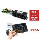500W Three Mode Brushless Controller 22A 36V/48V/52V/60V Sine Wave Controller with S966/S830 Display for E-bike Conversion Kit
