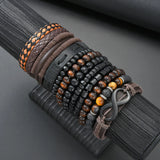 12 Pcs/Set Vintage Braided Leather Bracelets For Men Fashion Handmade Black Brown Beaded Bracelets Male Charm Jewelry Gifts 2025