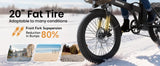 QRONGE Waterfall Folding Electric Bike 1000W Peak 48V 13.5AH Removable Battery Electric Bicycle 20" Fat Tire 28 MPH max E-Bike