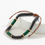 Simple Personality Black Marble Turquoise Handcrafted Beaded Pull-out Adjustable Bracelet for Men Women Trendy Punk Jewelry Gift