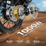 1000W E20 Electric Bike | 48V 13Ah Removable Battery, 20MPH, 20''X3" Fat Tire, 7-Speed Electric Bicycles with Dual Disc Brake